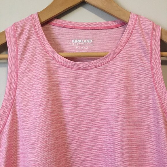 2 Cotton Candy Pink Horizontal Herringbone Print Tank Tops - Picture 7 of 15
